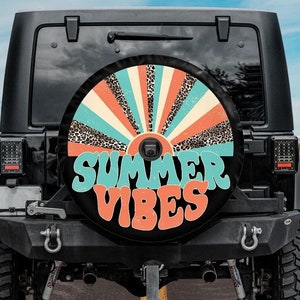 Spare Tire Cover, Summer Vibes Spare Tire Cover, Summer Car accessories for women,  Beach Spare Tire Cover for Jeep, for Bronco, for Camper
