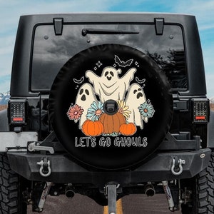 Spare Tire Cover, Ghost Spare Tire Cover, Halloween Spare tire cover for Jeep, for Bronco, Boo Spare Tire Cover with backup camera hole