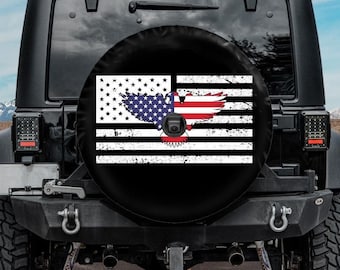 Spare Tire Cover, American Eagle  Tire Cover, Backup Camera Spare Tire Cover, American Flag Tire Cover, Eagle , 4th of July Independence