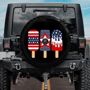 Red White Blue Spare Tire Cover, Popsicles  Tire Cover, Backup Camera Tire Cover, American Flag Tire Cover, 4th of July Independence Day