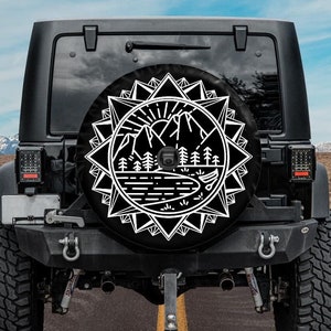 Spare Tire Cover, Mountain Mandala  Tire Cover with camera hole, Car accessories,  girl, Campsite Wheel Cover,  Owner Gift