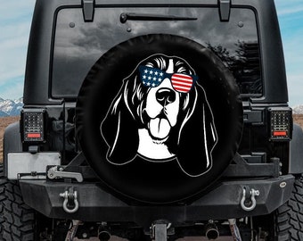 Spare Tire Cover, Basset Hound Spare Tire Cover for Jeep, for Bronco, Dog Car accessories, Pet Dog Spare Tire Cover, Backup Camera hole