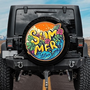 Spare Tire Cover, Summer Spare Tire Cover, Summer Vibe Car accessories for surfers,  Beach Spare Tire Cover for Jeep, for Bronco, for Camper
