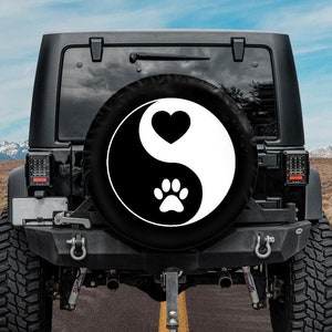 Spare Tire Cover, Ying Yang Dog Paw,  Tire Cover, Car accessories,  girl,  Accessories, Dog Person Gift