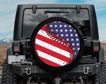 Funda para llanta de repuesto para Jeep, funda para llanta de repuesto de béisbol, accesorios para autos para mujeres, orificio para cámara trasera, fundas únicas para llanta de repuesto