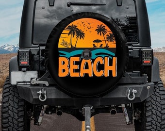 Spare Tire Cover with Beach Design, Beach  Tire Cover, Optional backup camera hole, Car accessories,  girl,  Accessories