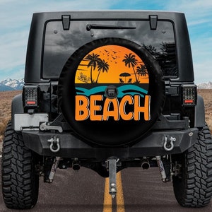 Spare Tire Cover with Beach Design, Beach  Tire Cover, Optional backup camera hole, Car accessories,  girl,  Accessories