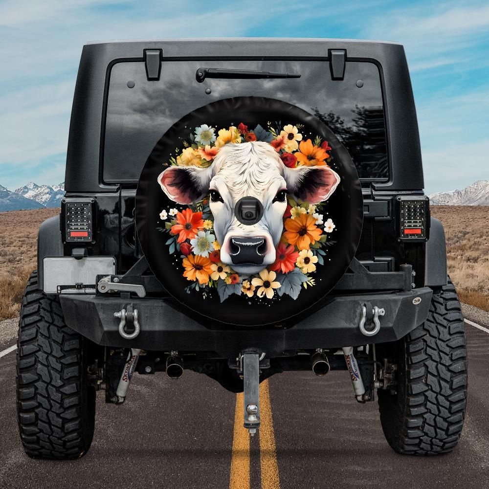 Discover British White Cow Spare Tire Cover