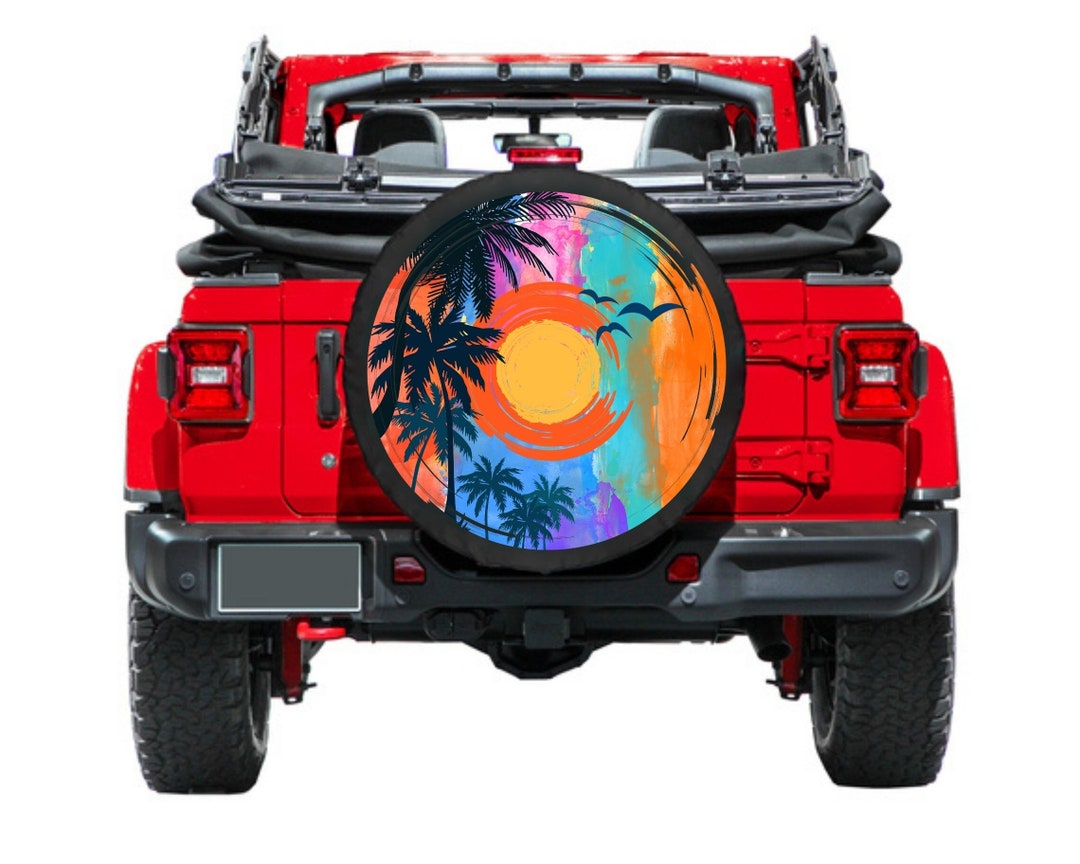 Spare Tire Cover Beach Summer Palm Trees Summer Spare Tire Etsy