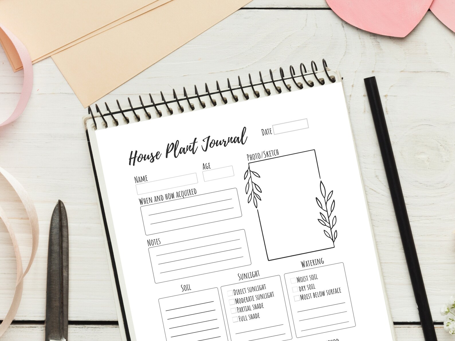 House Plant Journal Pages Two Designs included Watering Log | Etsy