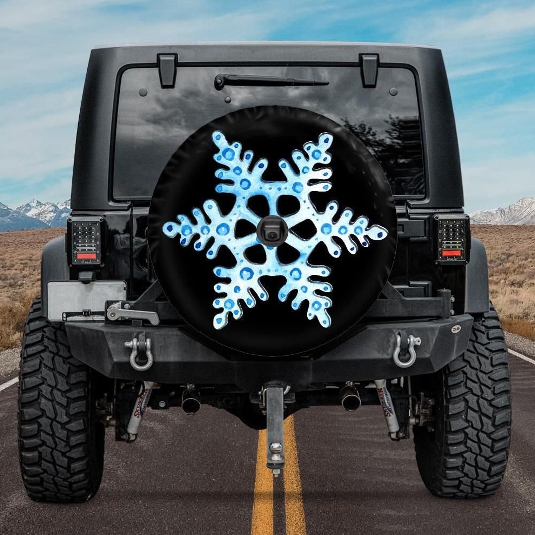 Spare Tire Cover With Snowflake Design Watercolor Snowflake Etsy