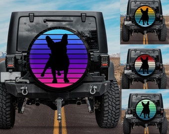 SfeatrutMAT Color French Bull Dog Sunscreen Universal Spare Wheel Car Tire Cover for Travel Trailer RV SUV,Camper Accessories and Various Vehicles 14 15 16 17 Inch