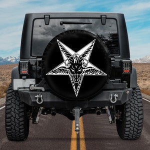 Gothic Spare Tire Cover, Gothic Car Accessory, Pentagram Spare Tire Cover,  Goat Spare Tire Cover, Baphomet Car accessories, Camper