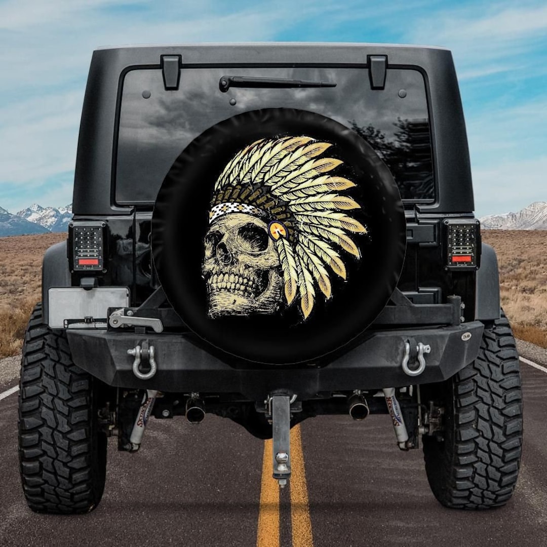 Spare Tire Cover, Native American Skull Tire Cover, Backup Camera Tire  Cover, Chief Indian Tire Cover, Skull Car Accessories - Etsy