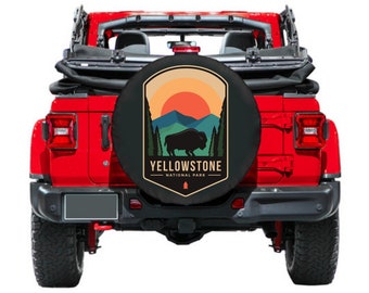 Spare Tire Cover,  Tire Cover Yellowstone National Park, Camping Spare Tire Cover, Camper Spare Tire Cover, RV Spare Tire Cover, Trailer