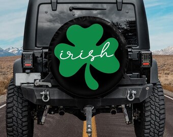 Spare Tire Cover for Jeep, with Irish design, Irish Clover Green Spare Tire Cover, Shamrock Car accessories for Women, Gift for an Irish