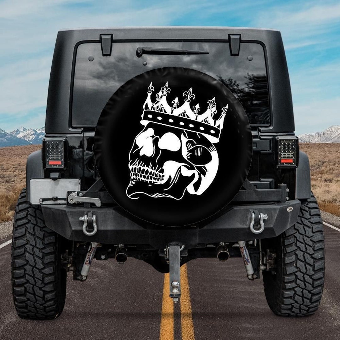 Spare Tire Cover Crown Skull Tire Cover Backup Camera Hole Etsy