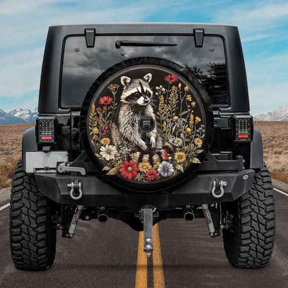 Funny Raccoon American Flag Spare Tire Cover Wheel - View #5