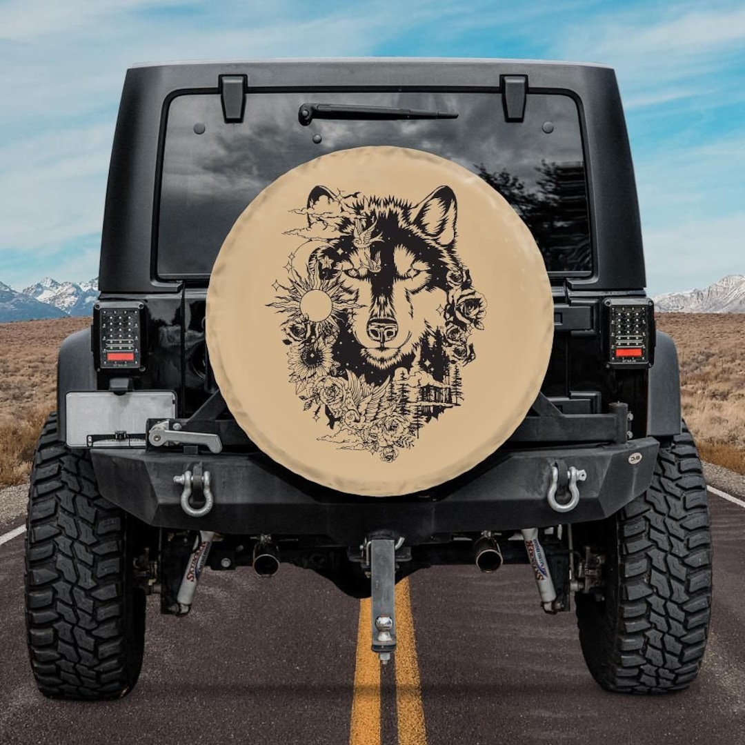 Spare Tire Cover Beige Wolf Car Accessory Tire Cover Tan Etsy
