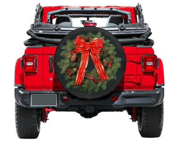 Qqmora Couronne de voiture avec arc rouge Décoration de couronne de Noël  pour voiture avec lumières, adaptée aux deco petits