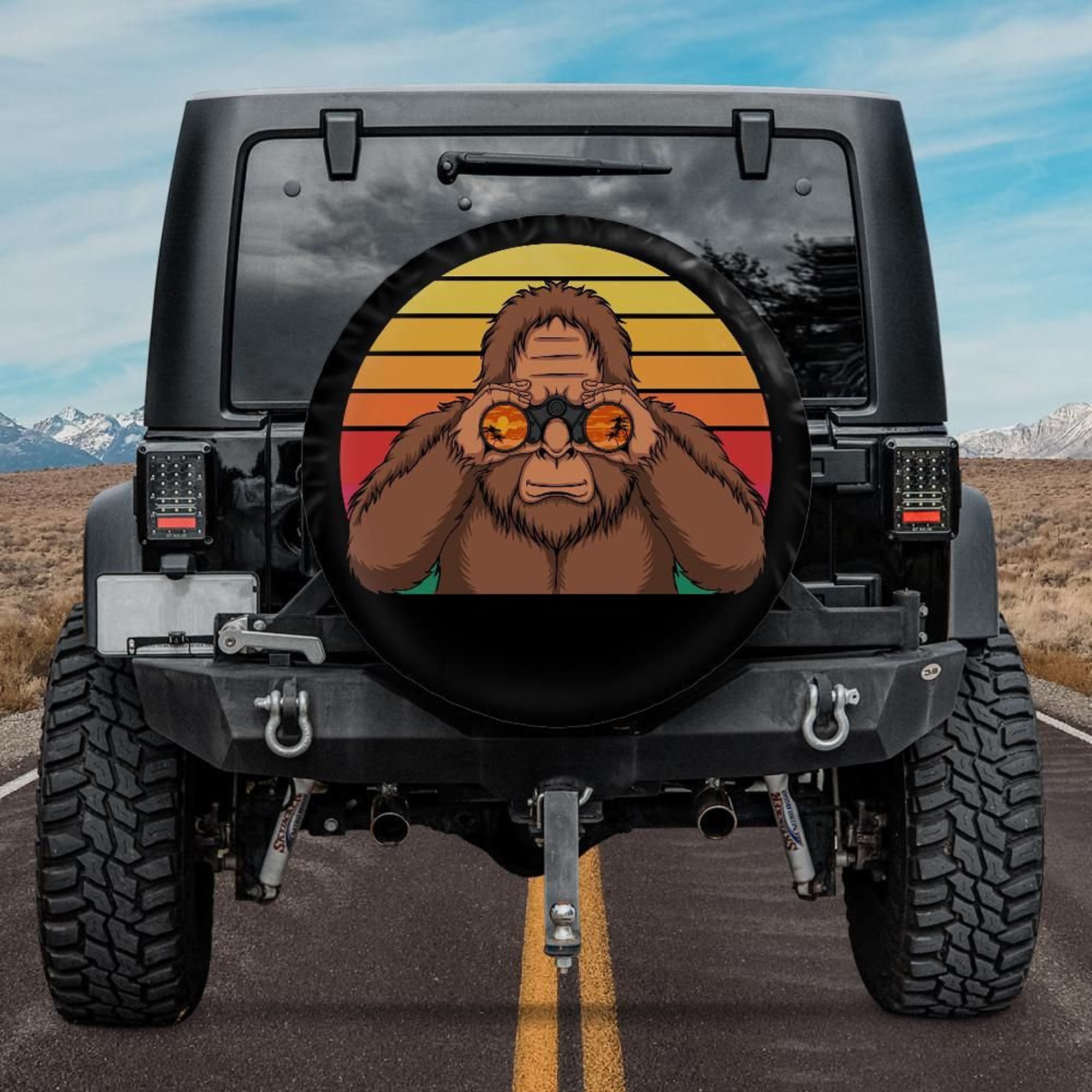 Spare Tire Cover with Bigfoot beach design