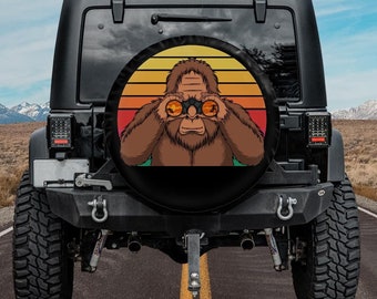 Spare Tire Cover with Bigfoot beach design,  Spare Tire Cover, Surfer Bigfoot Wheel Cover, Gift for a  Owner