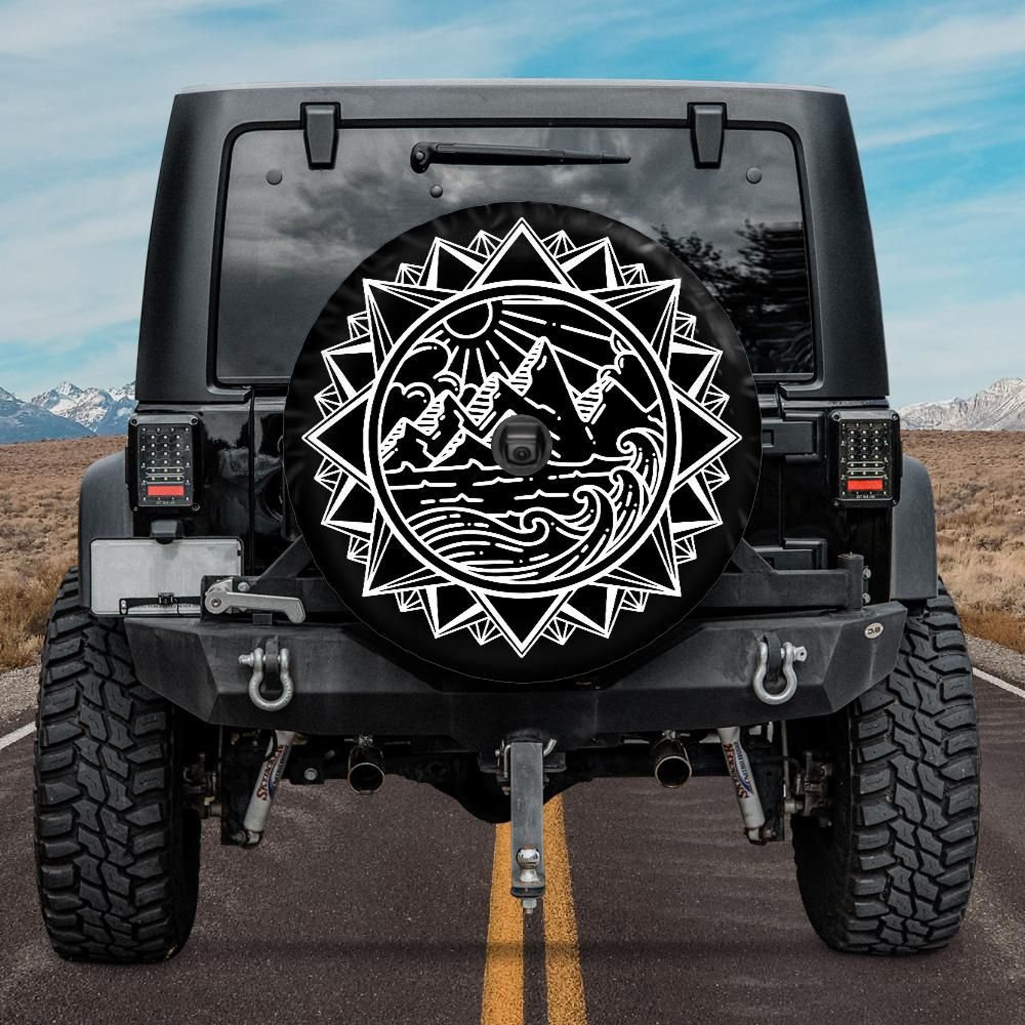 Discover Spare Tire Cover, Mandala Mountain  Tire Cover with camera hole, Car accessories,  girl, Campsite Wheel Cover,  Owner Gift
