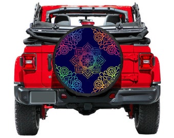 Spare Tire Cover with Mandala design with Rear Camera option,  Tire Cover,  girl,  Accessories, Purple Mandala tire cover