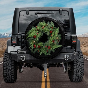 Spare Tire Cover with Christmas Wreath,   girl, Backup Camera option,  Tire Cover,  Accessories, Rear camera tire cover