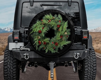 Spare Tire Cover with Christmas Wreath,   girl, Backup Camera option,  Tire Cover,  Accessories, Rear camera tire cover
