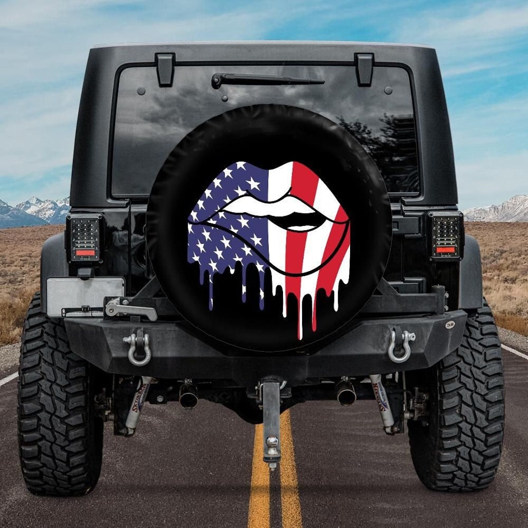 Red White Blue Spare Tire Cover America Lips Spare Tire Cover Etsy