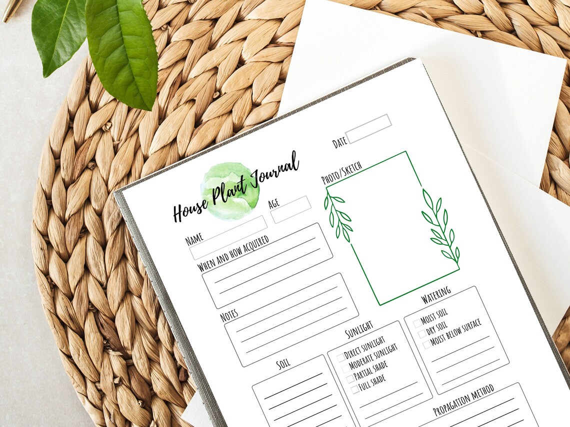 House Plant Journal Pages Two Designs included Printable