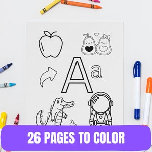26 Alphabet Coloring Pages | Printable PDF Coloring book for Toddlers | Preschool Letters Coloring Pages | ABC Coloring