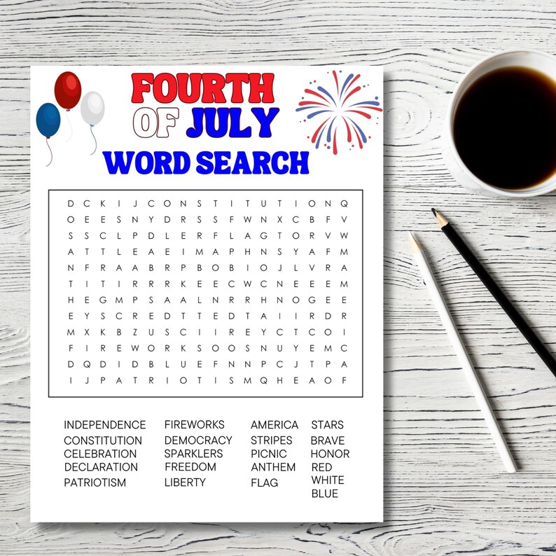 Fourth of July Printable Word Search Family Games | Printable Kids ...