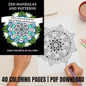 Mandala Adult Coloring Pages | Mandalas for Beginners 40 Digital Coloring pages | Printable PDF Download | Mother&#39;s Day Gift