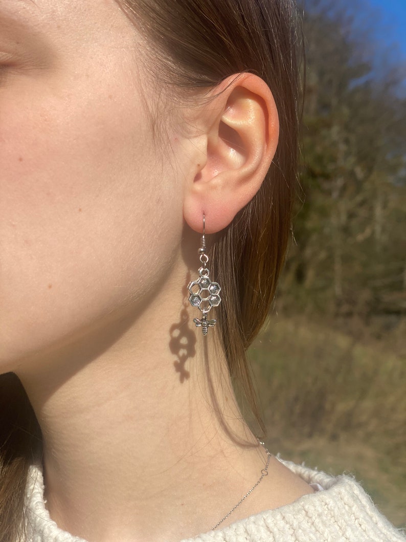 Bees Honeycomb Earrings