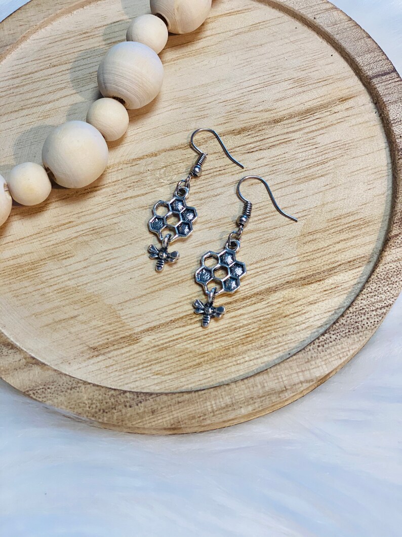 Bees Honeycomb Earrings