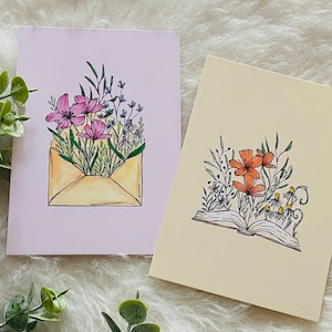 Cartolina floreale A6 - Biglietto di auguri - con motivi floreali