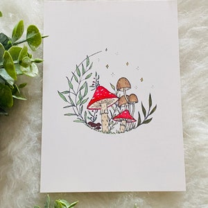Pilz Postkarte A6 - Grußkarte - Geburtstagskarte - mit Pilz Motiv