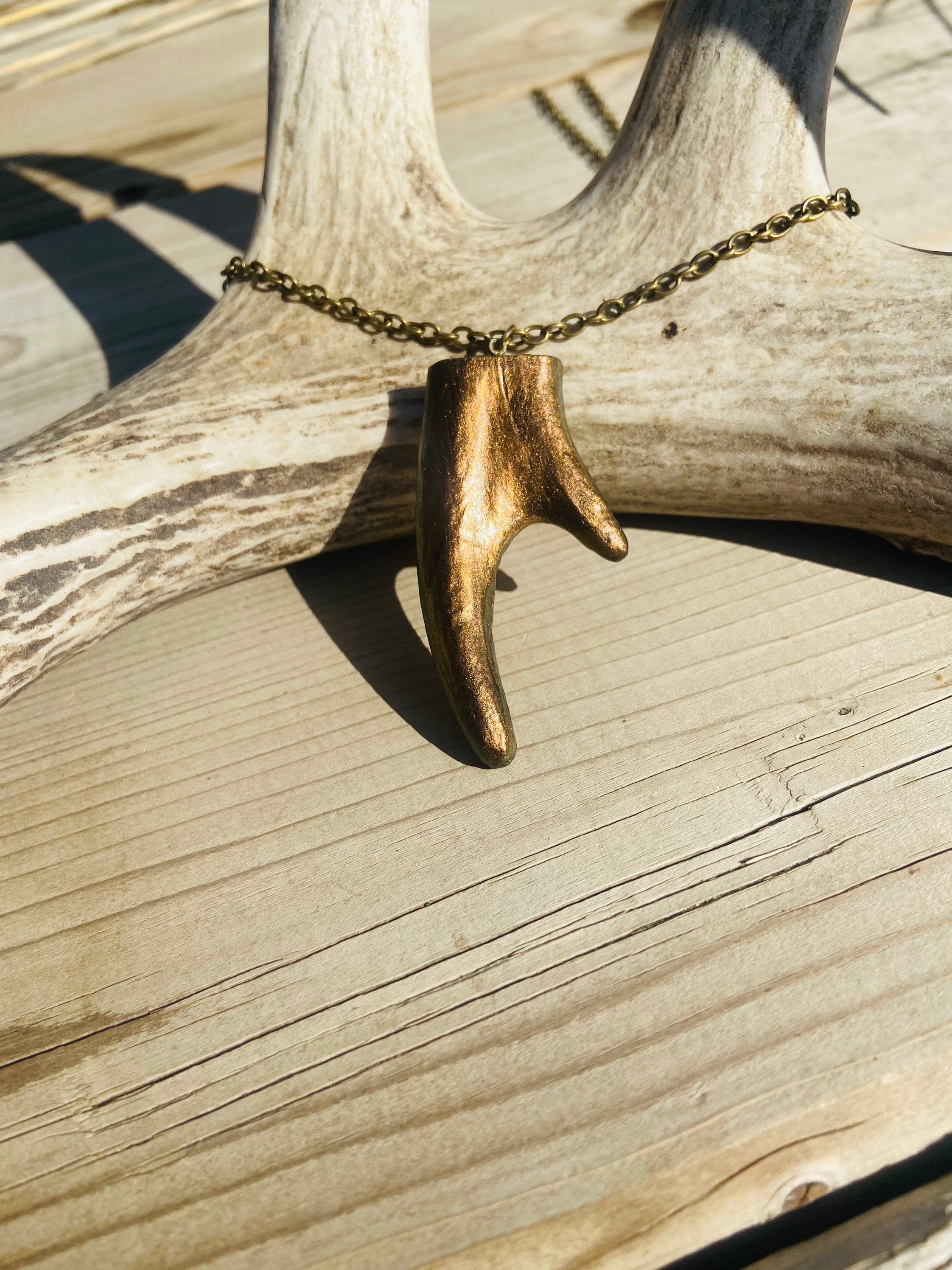 Real Deer Antler Necklace/ Antler Pendant/ Antler Tip/Deer Etsy