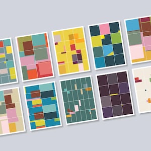 Grafik-Postkarten-Set »Memphis« mit 10 Karten in Box aus Graupappe