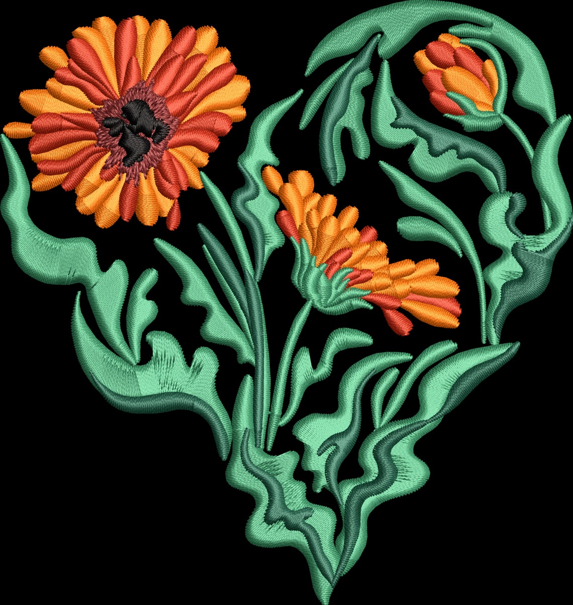 Machine embroidery designs gerbera daisy flower heart. Etsy