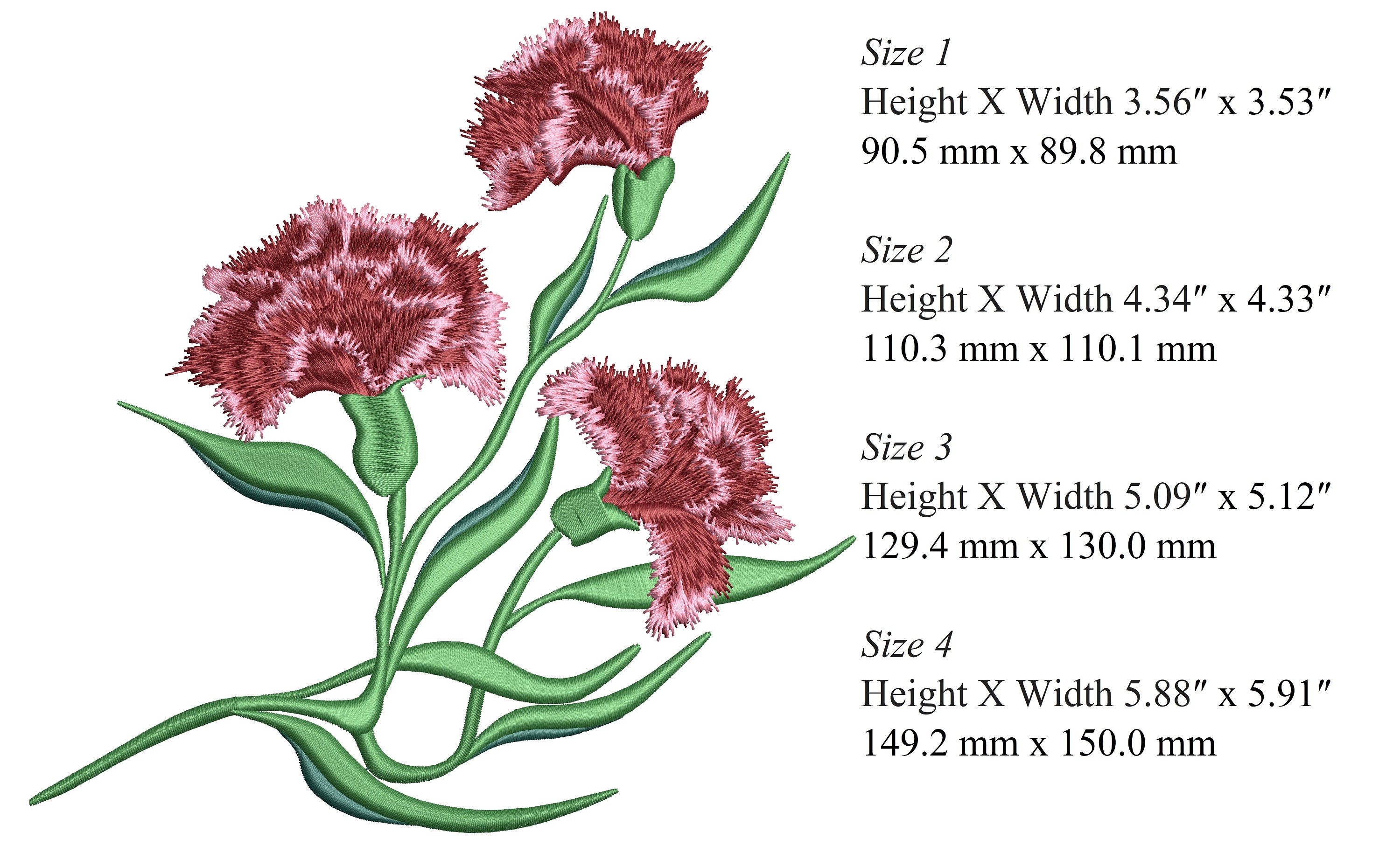 Carnation Flower Machine Embroidery Designs Instant Download Etsy
