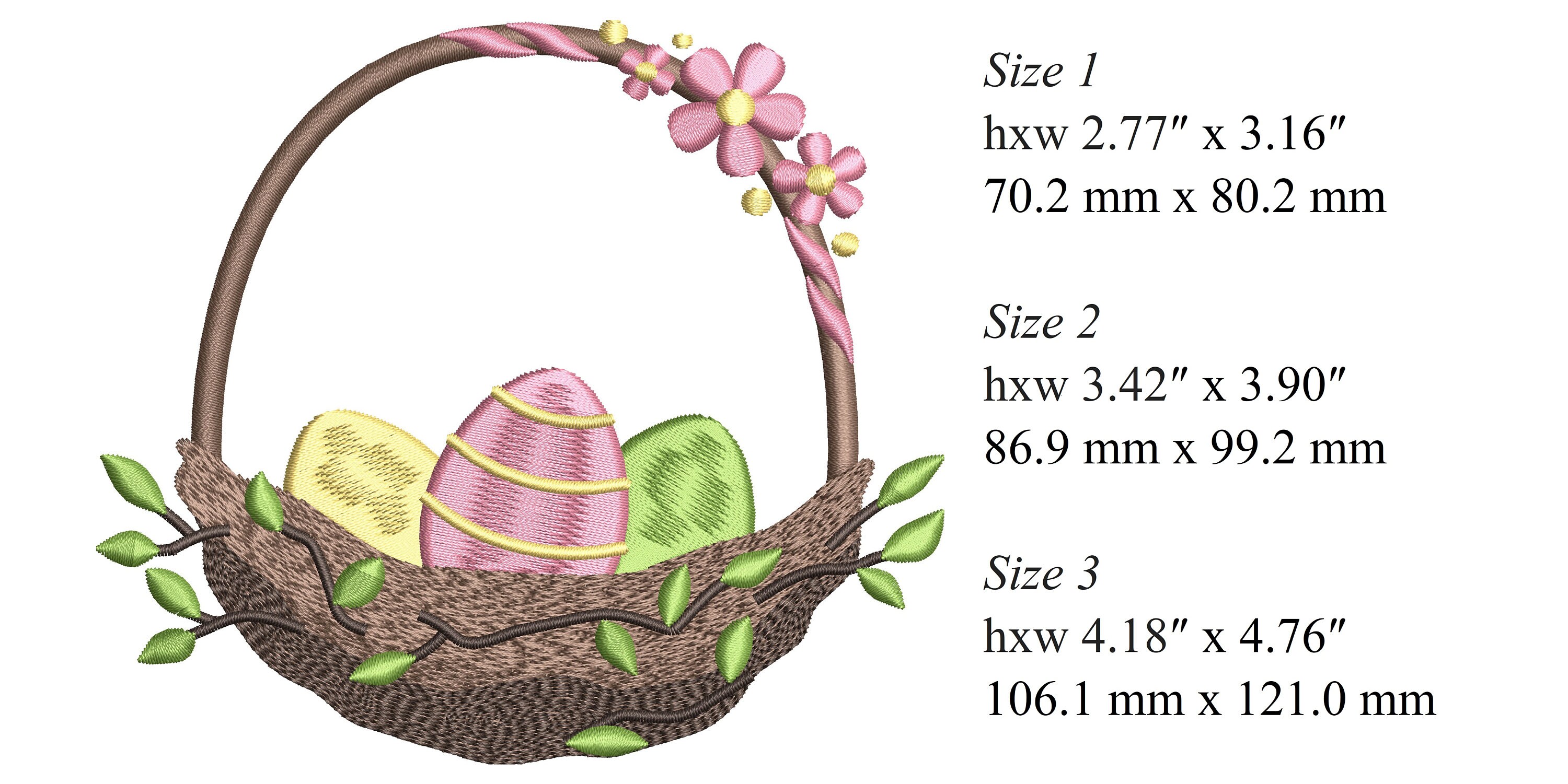Eggs Easter Basket 3 Sizes Machine Embroidery Design Etsy