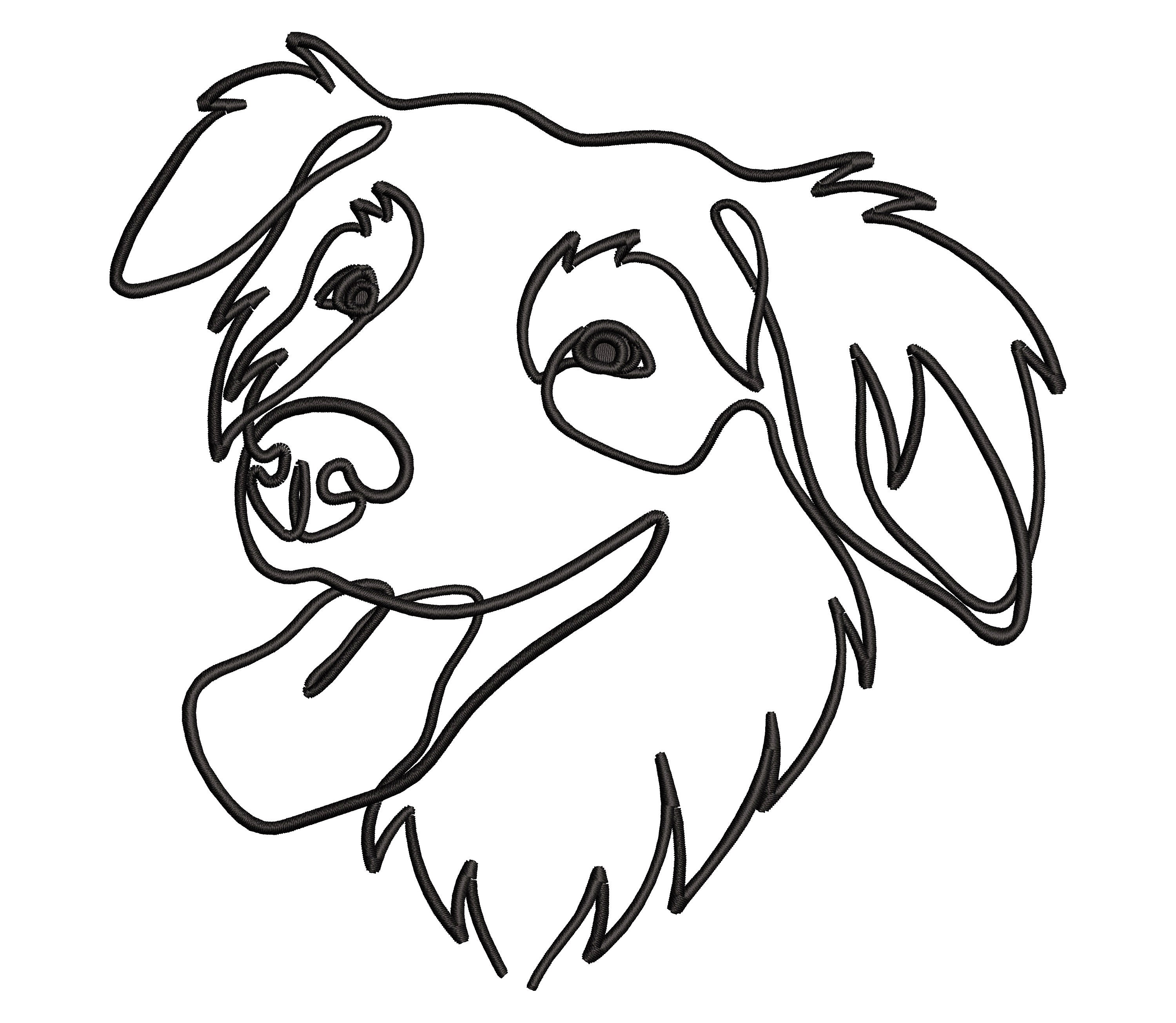 Dessin Berger Australien Noir Et Blanc Dessin de broderie de chien de berger australien. Cadeau - Etsy Canada