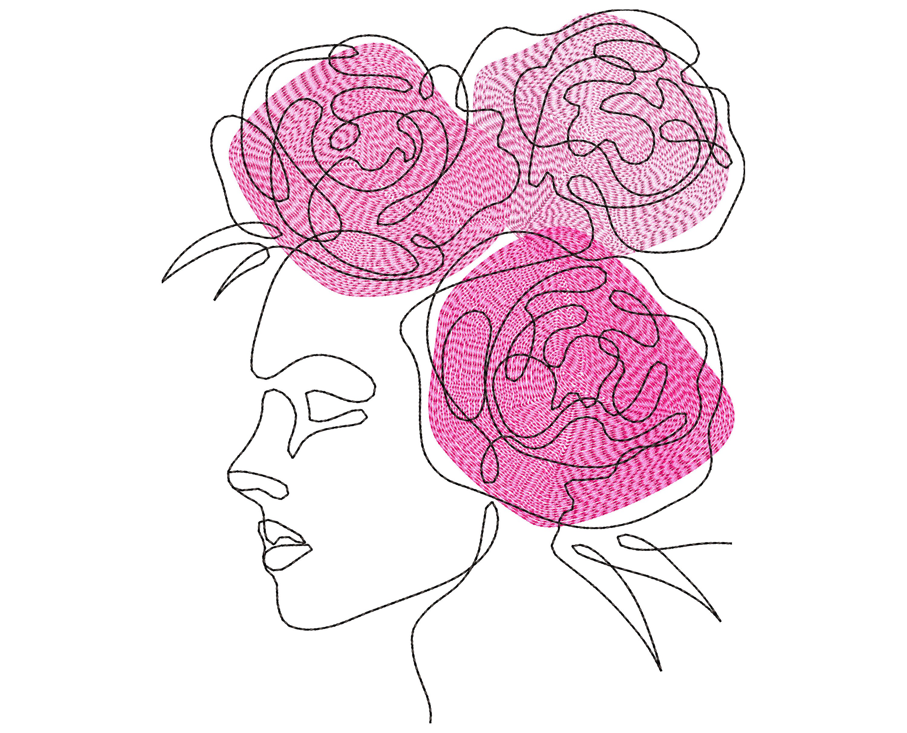 One line girl with peonies machine embroidery designs 3 sizes  etsy One line girl with peonies machine embroidery designs 3 sizes  etsy