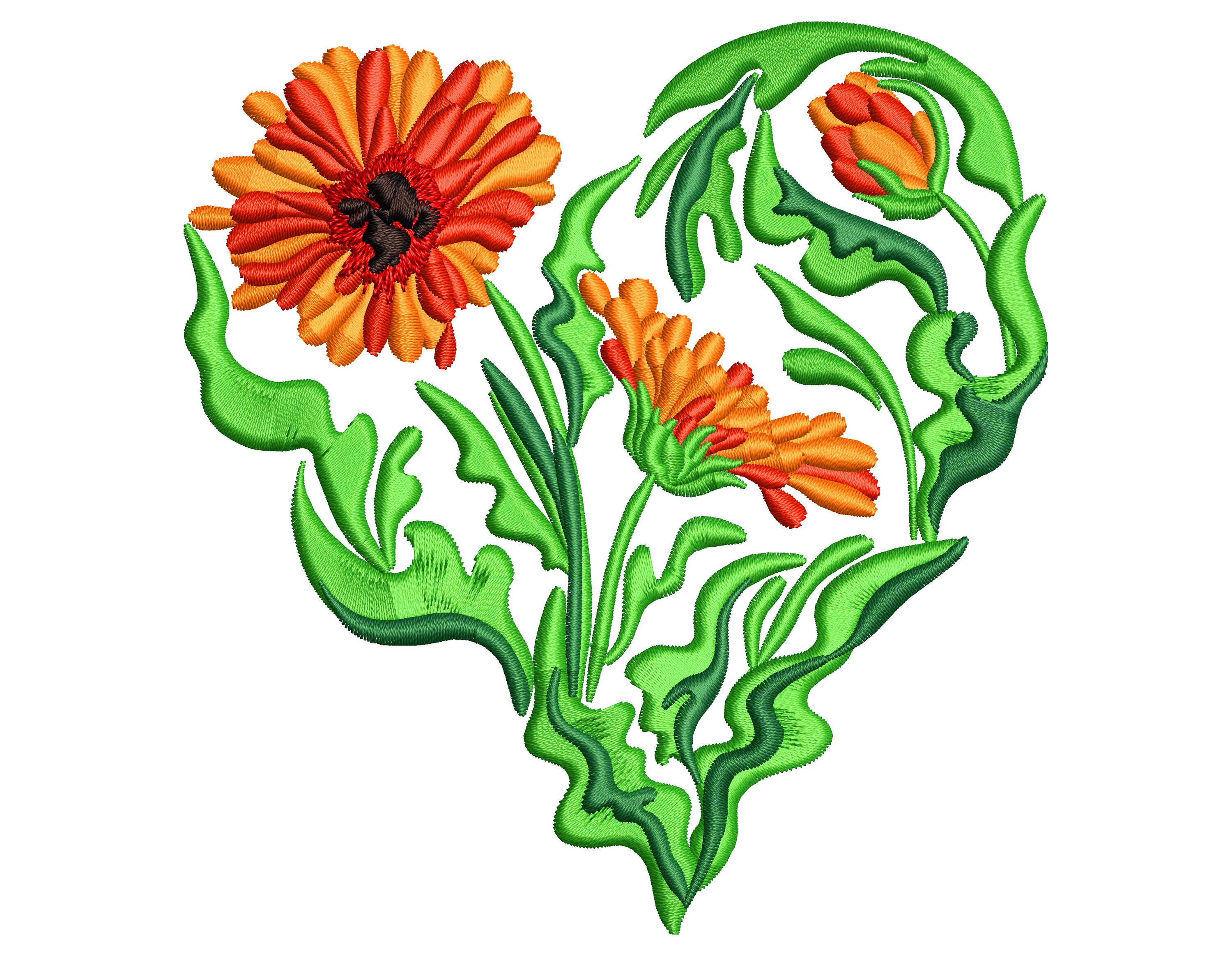 Machine Embroidery Designs Gerbera Daisy Flower Heart. Etsy UK