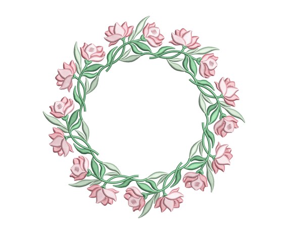 Rose Floral Monogram Frame Machine Embroidery Design Flowers Frames Spring  Summer