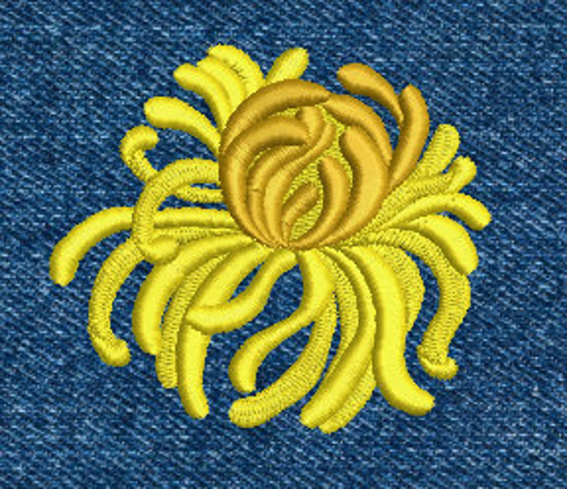 Chrysanthemum 3 Sizes Machine Embroidery Design Part 1 Etsy