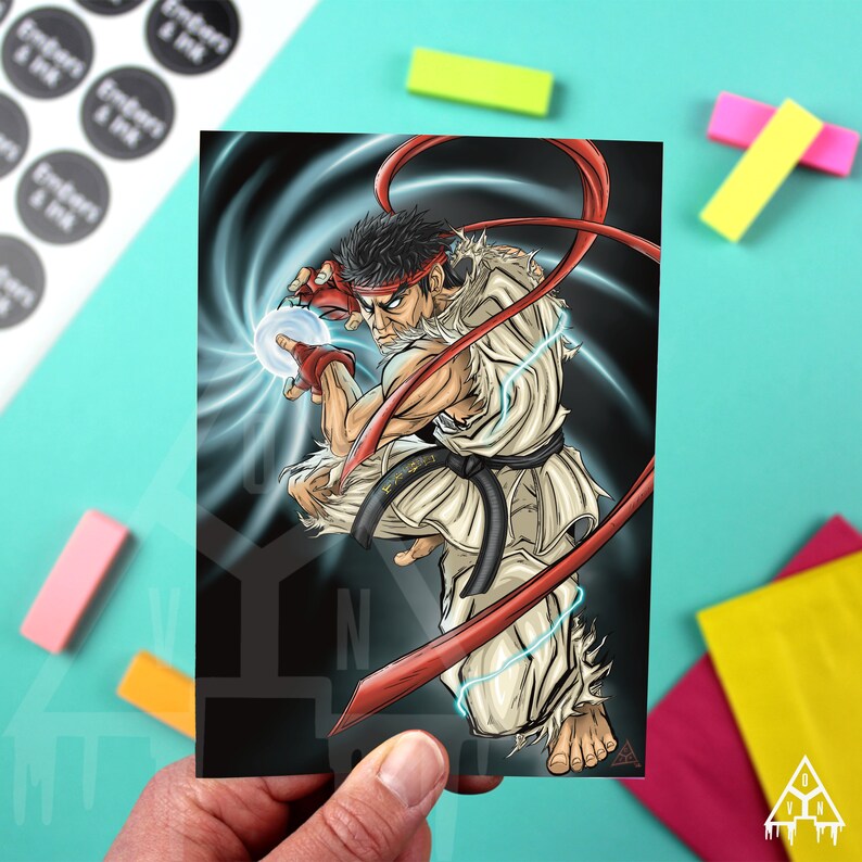 Ryu Street Fighter Hadouken Poster Print Mini Game Poster, Aesthetic ...